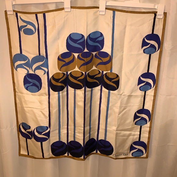 vintage CHRISTIAN DIOR abstract roses SILK SCARF - Picture 5 of 10